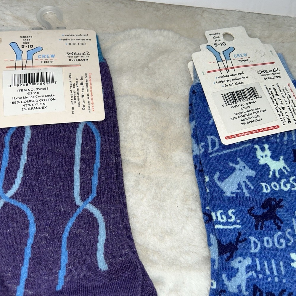 Lot Of 3 NWT Blue Q  Women's Crew Socks Dog Job - Picture 8 of 8